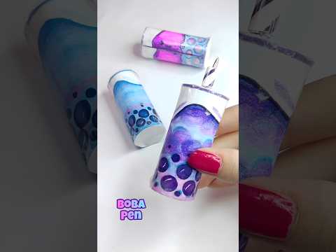 how to make boba paper squishy pen🖊️ #diy   #squishy #cute #shorts