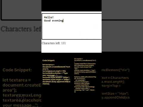 🚀 JavaScript : Real-Time Character Countdown for Textareas!     #codingforbeginners #javascript