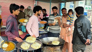 Street Food PAKISTAN 😍 Al-Majeed’s Desi Breakfast | Chole Puri | Halwa Chanay | Cholay Bhature