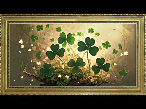 ST PATRICKS DAY SHAMROCKS FREE TV ART WALLPAPER SCREENSAVER BACKGROUND VINTAGE FRAMED SAMSUNG TV ART