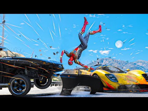 GTA 5 Iron Spiderman Motorcycle & Car/Stunts/Fails - Spiderman Gameplay (Long Video) #6