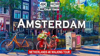 Amsterdam, Netherlands 4K Walking Tour | A Sunny Walk in Amsterdam