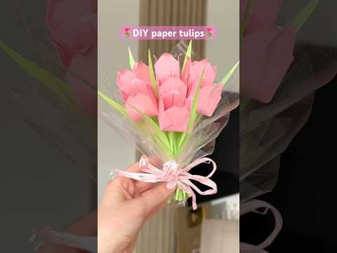 Diy paper tulip bouquet🌷🤍