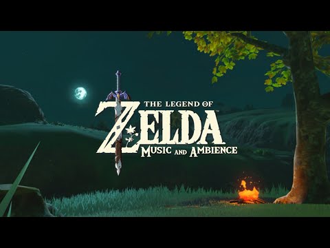 Zelda relaxing video game music mix w/ fire sounds and night ambience