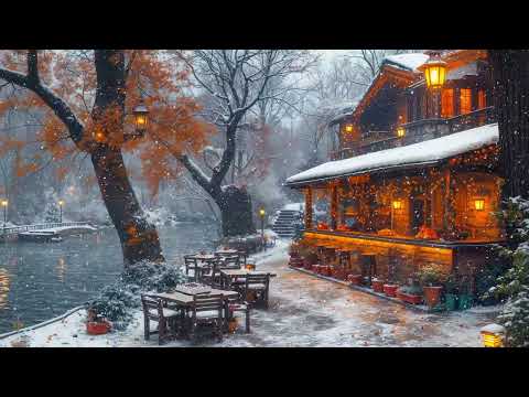 Relaxing Winter Coffee Jazz - Smooth Jazz at Nostalgia Holiday Ambience & Snowy Streets, Warm Cafes