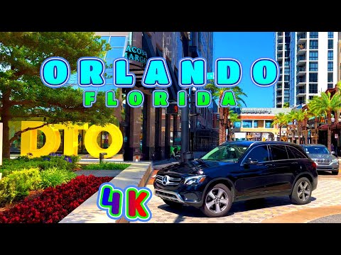 Orlando Morning Walk, Church Street, Florida USA 4K - UHD