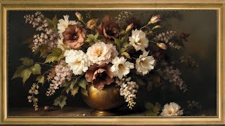 Golden Elegance | Vintage  Spring Floral Art Frame TV Display | Digital Art for Home