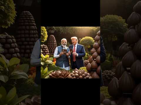 "Trump & Modi's Chocolate Feast in a Magical Garden! 🍫🌳"#ai #ai shorts