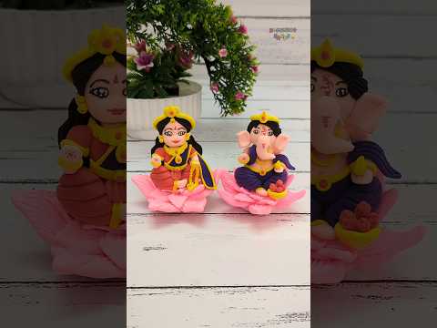 DIY Lotus  Lakshmi Ganesha Making With Clay 🙏🌺🥥💕 Ganpati Bappa Morya 🙏🙏🙏