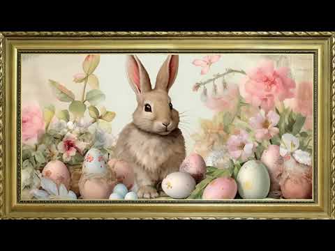 EASTER BUNNY FREE TV ART WALLPAPER SCREENSAVER BACKGROUND VINTAGE FRAMED SAMSUNG TV ART OIL PAINTING