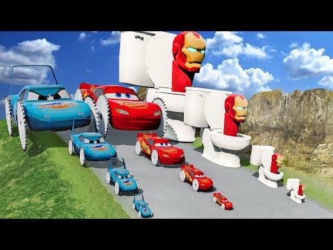 TRANSPORTING PIXAR CARS & FRUITS WITH COLORED & JOHN DEERE vs CLAAS vs TRACTORS - BeamNG.drive #962