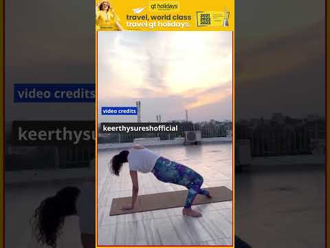 Keerthy Suresh Fitness-க்கு இதான் காரணமா 😍 கால் வானத்துக்கு போய்ட்டு வருது...Keerthy's Yoga Video