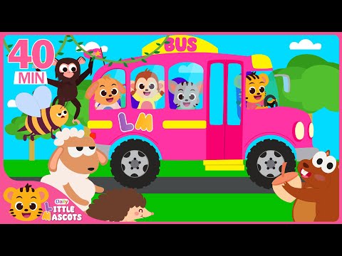 Wheels on The Bus Safari🚌| Monkey, Sheep & more | Little Mascots Nursery Rhymes & Kids Songs