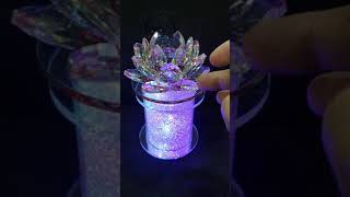 Crystal Glass Lotus with Light | Lotus for Gift | Home Decoration Items at Reiki Crystal Products