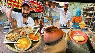 राजस्थानी चूल्हे की देसी DAAL BATI CHURMA खाई है?| 12 miles CHOKHA DHABA DESI FOOD | jaipur food