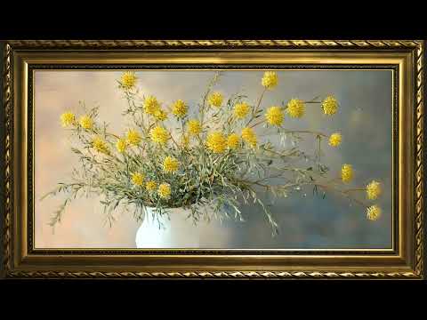 Arfaj Flowers in Bloom, Vintage Impressionist Oil Painting | Gold Framed Art Screensaver for TV