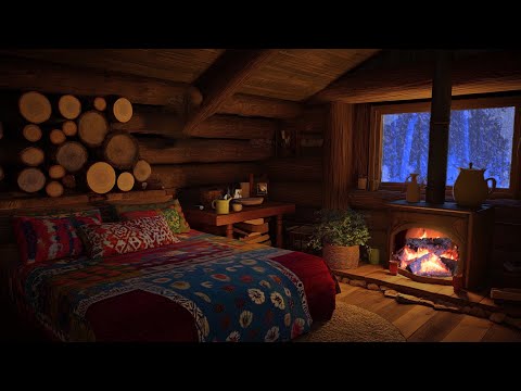 Deep Sleep in 3 MINUTES - Cozy Mountain Cabin with Blizzard, Fireplace, Snowfall