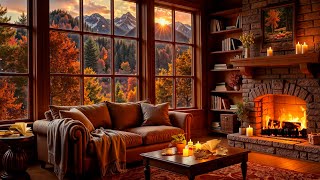 Cozy Cabin Ambience in the Forest - Smooth Jazz Music and Fireplace Sounds for Relaxation