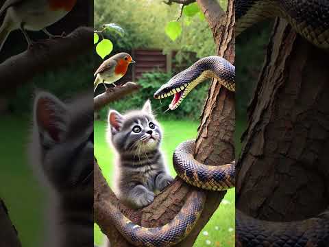 Milo the kitten get's stuck above a pond but a robin helps. #babyanimals #cuteanimals #cute