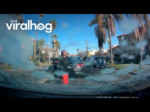 Woman Throws Drink On Car Behind Her || ViralHog