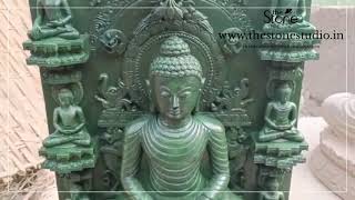 36" Green Buddha Statue , www.thestonestudio.in