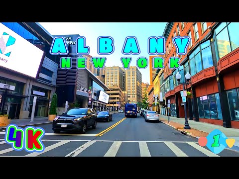 Albany Drive Before Sunset Part 1/2, Capitol of New York USA 4K - UHD