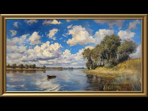 Vintage Serene Riverscape Painting | Gold Frame TV Art | Art Screensaver for TV 2 Hrs