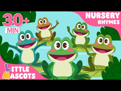 Five Little Speckled Frogs 🐸 | Animal Songs + more | Little Mascots Rhymes For Kids