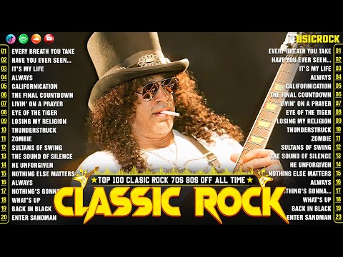 Best Classic Rock Songs 70s 80s 90s - Guns N Roses, Queen, ACDC,  Aerosmith, Bon Jovi, Metallica