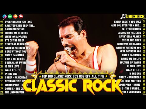 Classic Rock Songs 70s 80s 90s Full Album - Queen, ACDC, Bon Jovi, Aerosmith, Nirvana, Led Zeppeli