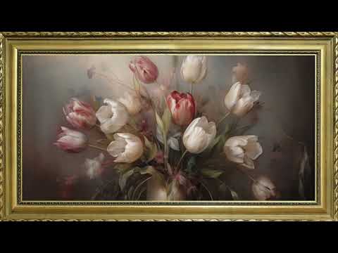 TULIP FREE TV ART WALLPAPER OIL PAINTING SCREENSAVER BACKGROUND VINTAGE FRAMED SAMSUNG TV ART