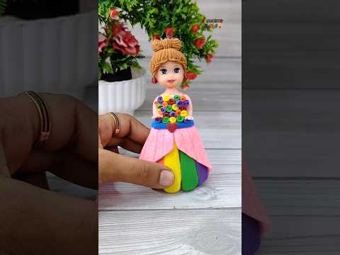 Reverse Play⏮️Colourful Rose Rainbow Girl Dress Making With Clay 💕🌈💃 #shortsfeed #viral #trending