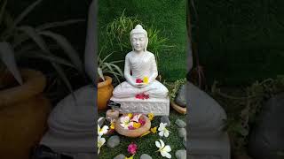 2 FEET DHYANA MUDRA WHITE BUDDHA STATUE | HAND CARVED BUDDHA STATUE | WHITE MARBLE BUDDHA STATUE