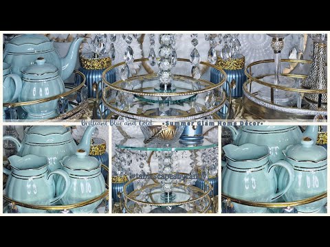 The Blue and Gold Summer Glam Tablescape | 2023 Home Décor Ideas | Tablescapes by Candy