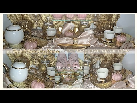 The Pink and Gold Fall Tea Station | 2023 Home Fall Décor Ideas | Heavens Pearls 2023