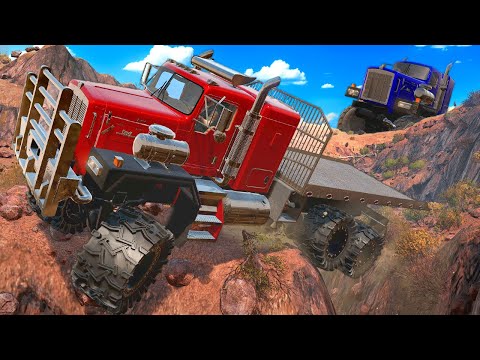 We Used MASSIVE DIESEL TRUCKS to Cross a Canyon in Snowrunner Mods Multiplayer!