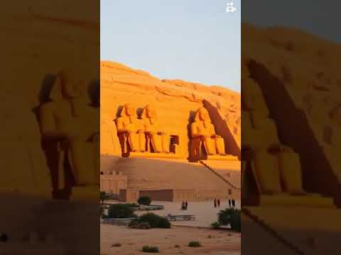 A historical illustration of ancient Egyptian workers carving the Abu Simbel