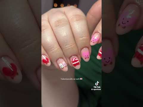 So cute!! #youtubeshort #notmyvideo #ognailsuk #nailinspo #jellycatnail #valentinesdaynails #preppy