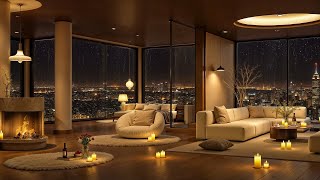 Soothing Piano Jazz Music in Cozy Apartment | Rain Sounds & Background Instrumental for Relax, Study