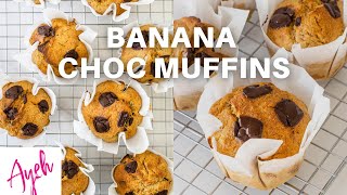 Healthy Banana Choc Chip Muffins