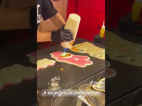 cheer bear pancake art making in tiktok #carebears #pancakeart #tiktok