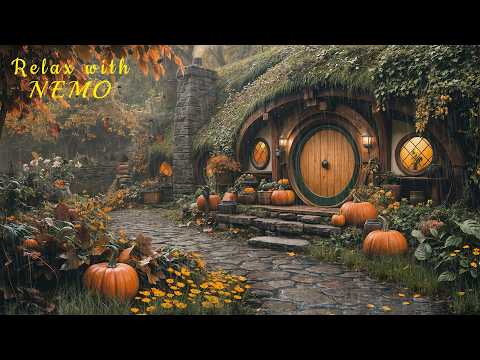 Cozy Hobbit House on a Rainy Autumn Day | Soothing Autumn Rain and Falling Leaves for Sleep & Relax