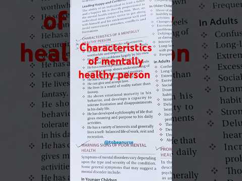 Characteristics of mentally healthy person #reels #shortvideo #viralvideo #mentalhealth #bscnursing