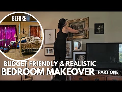 Budget friendly bedroom makeover! Eclectic and  moody style!  Realistic home makeover!