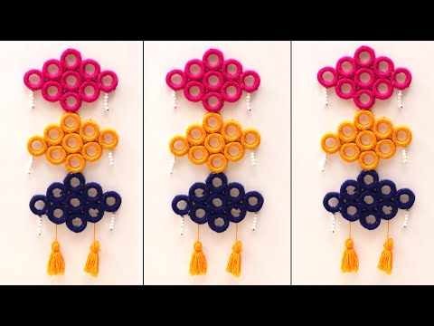 Woolen Craft Idea/Best Out of Waste Woolen Door Hanging/How To Make Wall Hanging for Room Decor