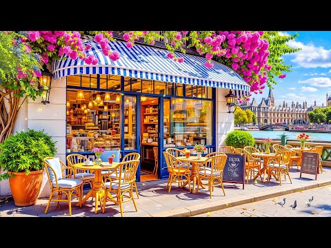 Positive Spring Bossa Nova Music at Outdoor Coffee Shop Ambience ~ Sweet Morning Jazz for Great Mood