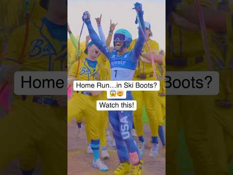 Home Run in Ski Boots! #homerun #baseball #viral #foryou