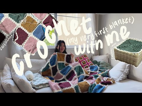 CROCHETING MY VERY FIRST BLANKET // CROCHET VLOG