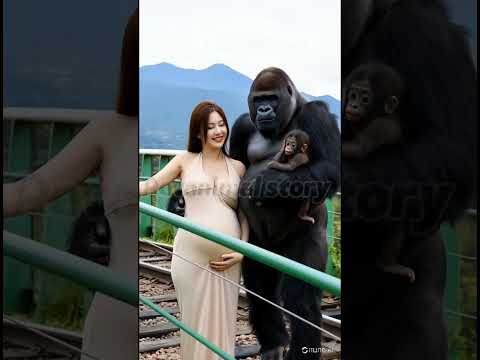 Gentle gorilla journey#viralshort #trendingshort #happy #gorilla #animallover#pregnentwomen