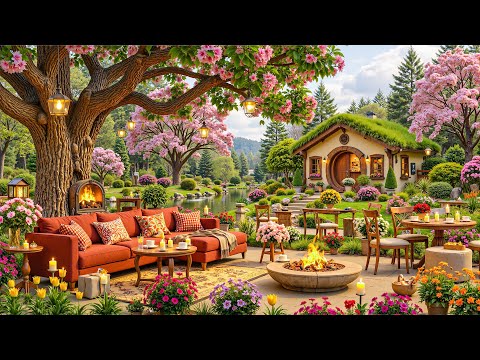 Happy Spring Coffee Shop Morning ☕ Soft Jazz Music & Relaxing Ambience for Stress Relief